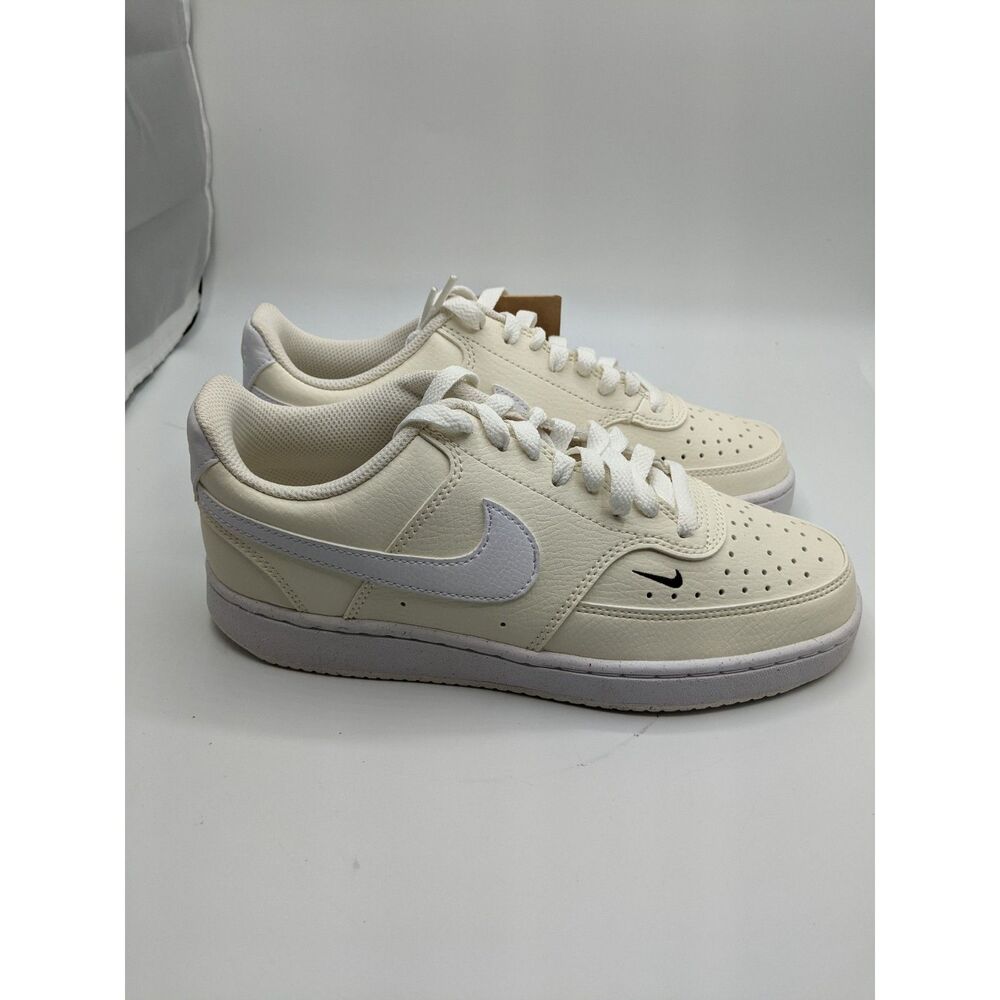 Nike Women's Court Vision Low Next Nature, White Black Pale Ivory, 7.5 Medium US - Picture 2 of 10
